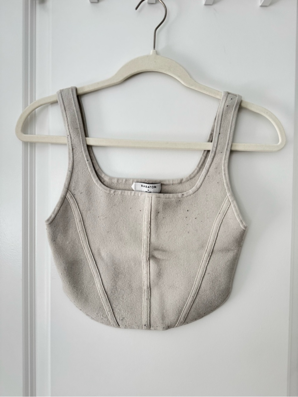 Babaton Neutral Cropped Tank with Seamed Panels